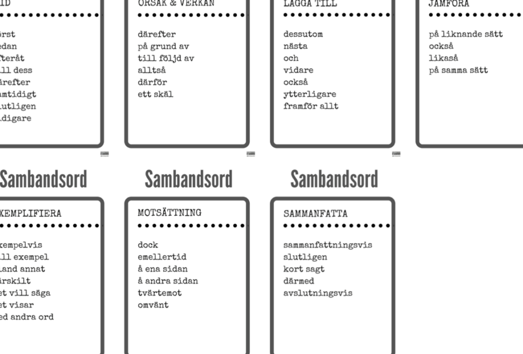 Annat ord för till exempel och dess användning i svenska